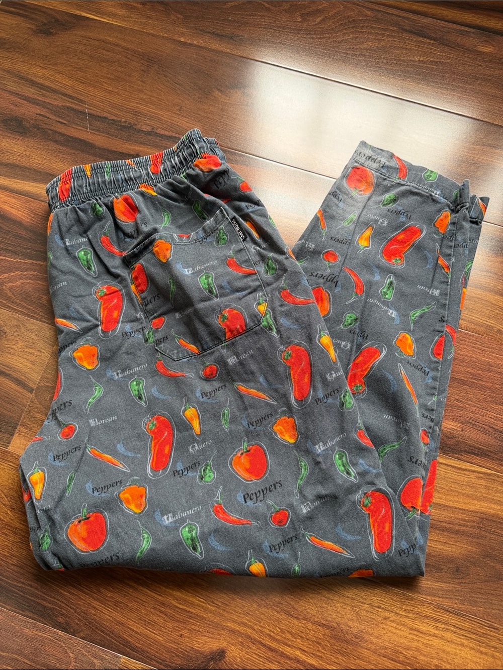 Chef Works 100% Cotton 90s Tapered 3 Pocket Work Pants Peppers All Over